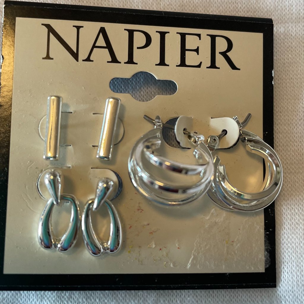 Napier Set Of 3 Silver Tone Earrings 10$